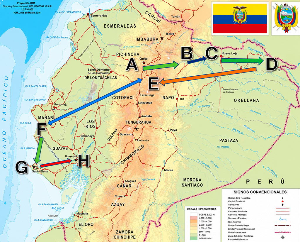 great-tours-ecuador-BIRDWATCHING--16-DAYS-map